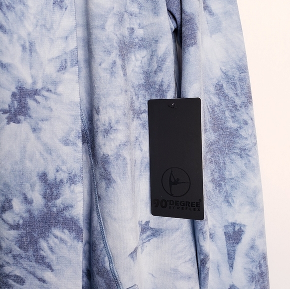 90 Degree By Reflex Shawl Collar Open Front Cardigan Size Small Tie Dye Blue - Picture 11 of 15